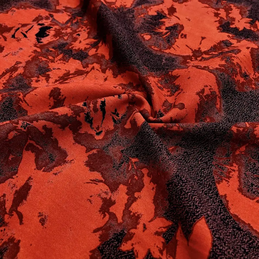 Kırmızı Batik Desenli Viskon Kumaş 197
