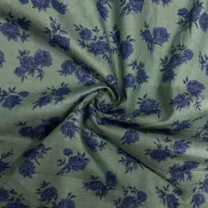 Haki Gül Desenli Tensel Poplin Kumaş 149