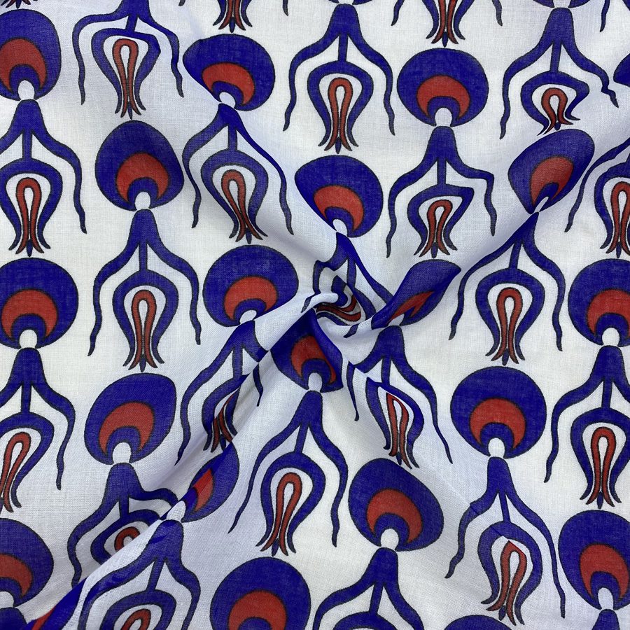 Lacivert Etnik Desenli Tülbent Kumaş 43 Lacivert Etnik Desenli Tülbent Kumaş 43