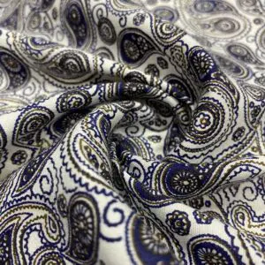 Mavi Şal Desenli Tensel Poplin Kumaş 151