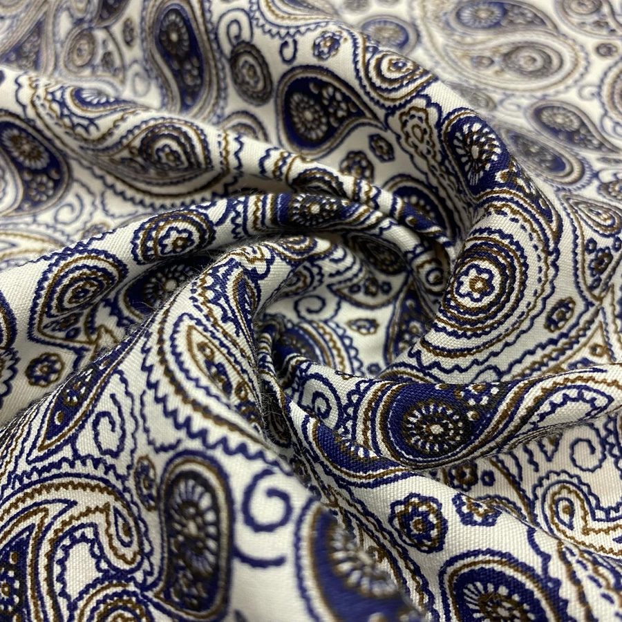 Mavi Şal Desenli Tensel Poplin Kumaş 151 Mavi Şal Desenli Tensel Poplin Kumaş 151