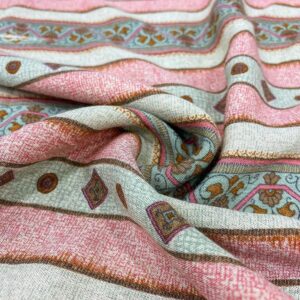 Pembe Etnik Desenli Şile Bezi Kumaş 36