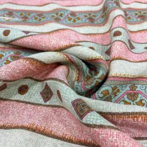 Pembe Etnik Desenli Şile Bezi Kumaş 36