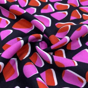 Pembe Geometrik Desenli İpek Viskon Kumaş 415