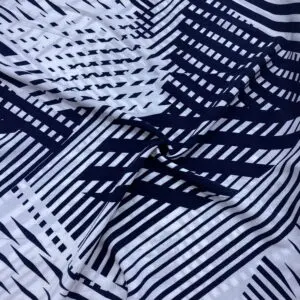 Siyah Geometrik Maroken Krep Kumaş 71