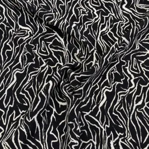 Siyah Zebra Desenli Maroken Krep Kumaş 24