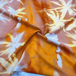 Turuncu Batik Desenli İpek Viskon Kumaş 421