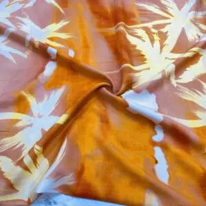 Turuncu Batik Desenli İpek Viskon Kumaş 421