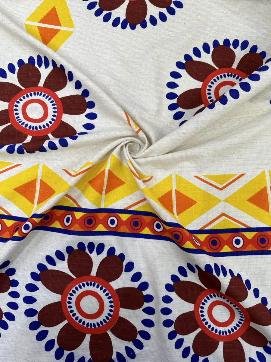 Renkli Sulu Desenli Keten Kumaş 105 Renkli Sulu Desenli Keten Kumaş 105
