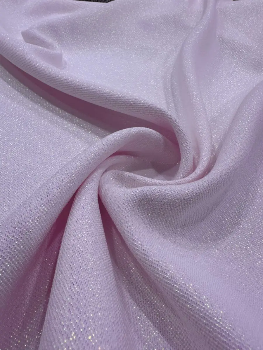 Toz Pembe Simli Brokar Kumaş 04