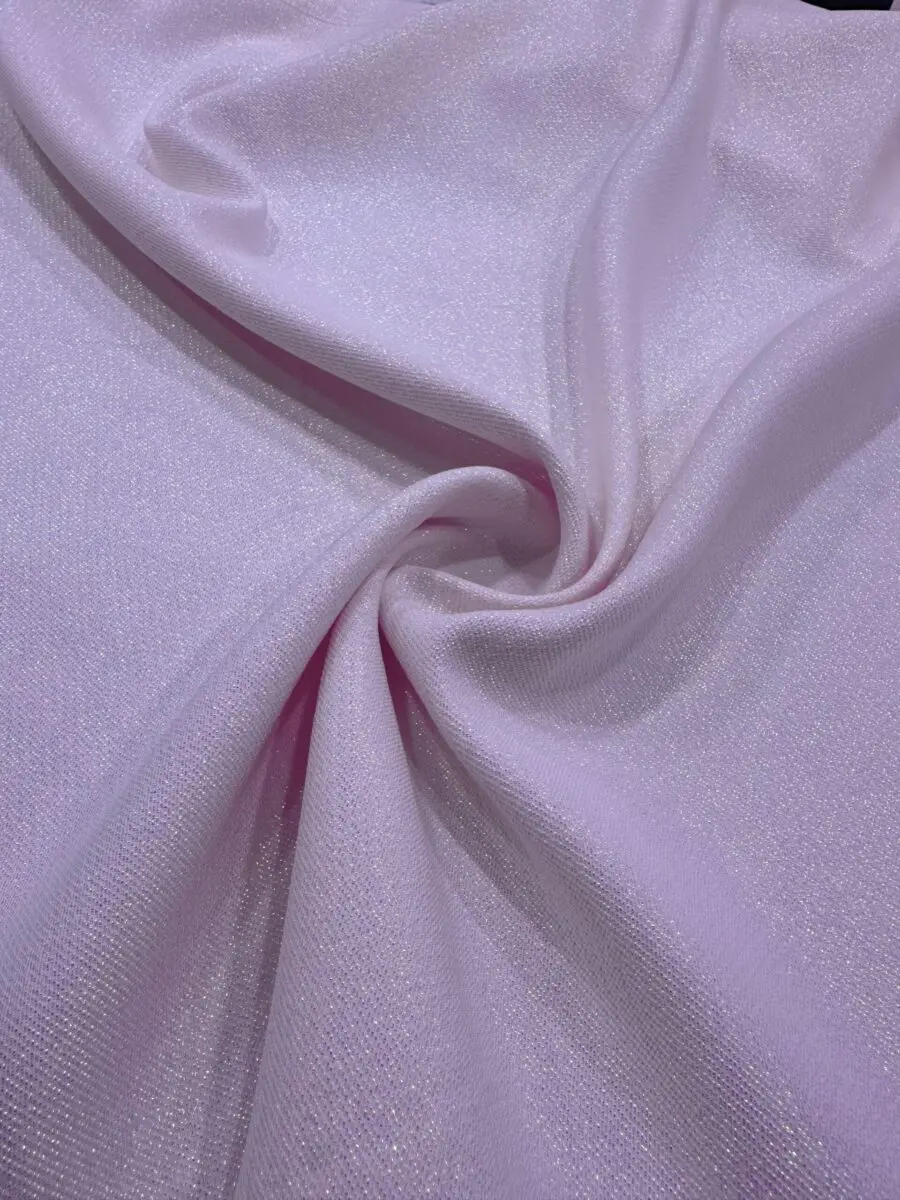 Toz Pembe Simli Brokar Kumaş 04