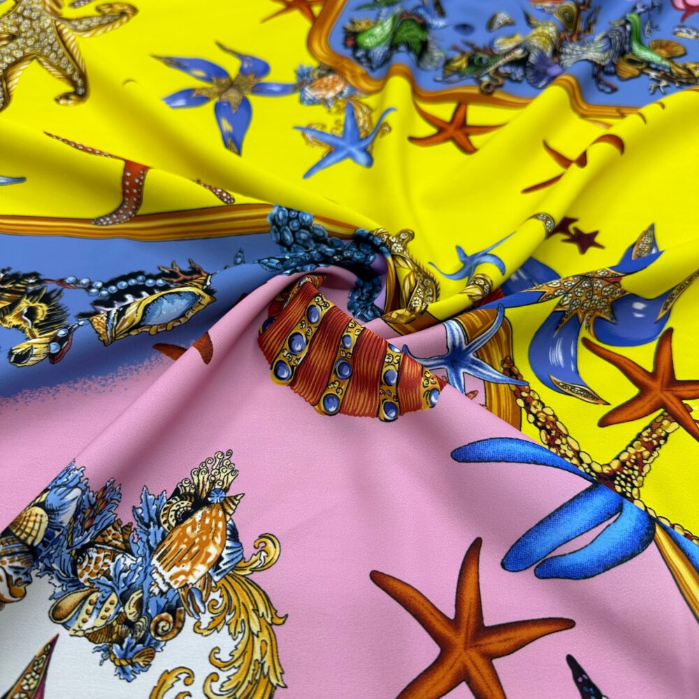 Versace Sarı Deniz Kabuğu Jorjet Krep Kumaş Versace Sarı Deniz Kabuğu Jorjet Krep Kumaş