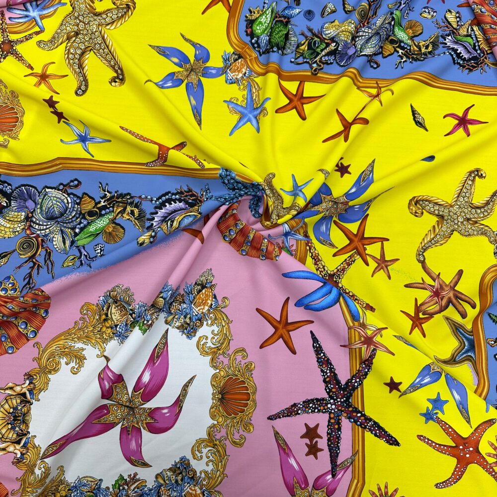 Versace Sarı Deniz Kabuğu Jorjet Krep Kumaş Versace Sarı Deniz Kabuğu Jorjet Krep Kumaş