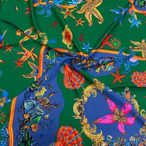 Versace Yeşil Deniz Kabuğu Jorjet Krep Kumaş