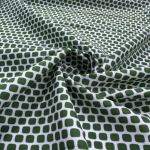 Yeşil Geometrik Desen Pamuk Poplin Kumaş
