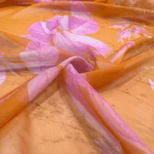 Pembe Çiçekli Şifon Kumaş Pembe Çiçekli Şifon Kumaş